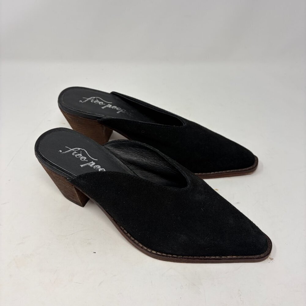 Free People Anya mules 37 black suede heeled western snip toe - Picture 3 of 7